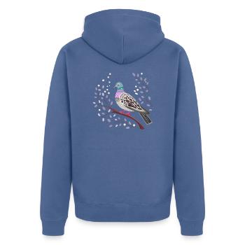 hübsche Taube - Unisex Premium Bio Zip Hoodie - Taubenblau - Hinten - Nico (187cm)