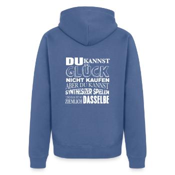 Synthesizer spielen - Unisex Premium Bio Zip Hoodie - Taubenblau - Hinten - Nico (187cm)