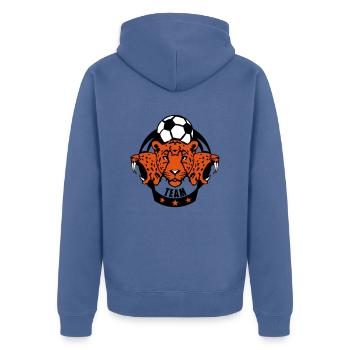 football guepard profile animal logo sport team - Unisex Premium Organic Zip Hoodie - stone blue - Back - Nico (187cm)