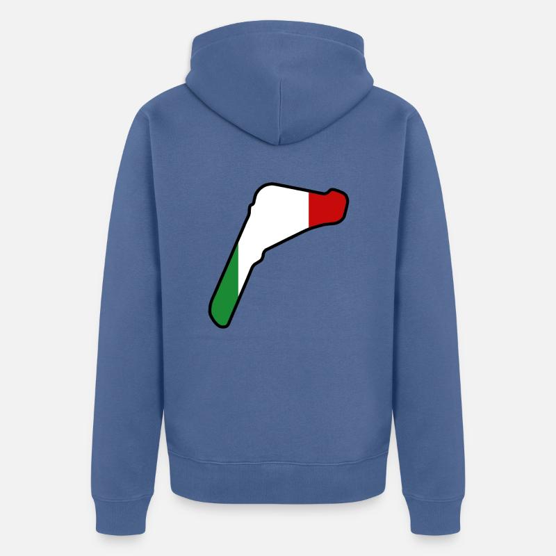 Piste de course d’Italie avec drapeau - Veste à capuche bio Premium Unisexe - bleu pigeon