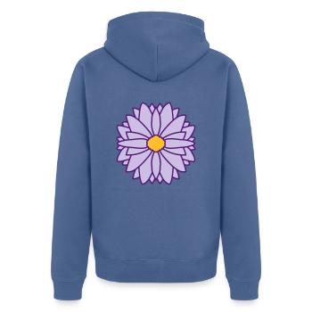 Runde Hübsche Blume Design - Unisex Premium Bio Zip Hoodie - Taubenblau - Hinten - Nico (187cm)