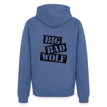 big bad wolf quote - Unisex Premium Organic Zip Hoodie - stone blue - Back - Nico (187cm)