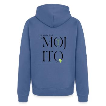 Je peux pas j'ai mojito - Veste à capuche bio Premium Unisexe - bleu pigeon - Dos - Nico (187cm)