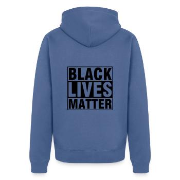 Black Lives Matter, Black Lives Matter - Veste à capuche bio Premium Unisexe - bleu pigeon - Dos - Nico (187cm)