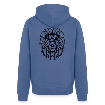 Löwe - Unisex Premium Bio Zip Hoodie - Taubenblau - Hinten - Nico (187cm)