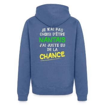 Nantes - Nantais - Ville - Foot - Cadeau - Chance - Veste à capuche bio Premium Unisexe - bleu pigeon - Dos - Nico (187cm)