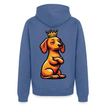 Dackel Dackelbesitzer Dackelhalter Dackelliebhaber - Unisex Premium Bio Zip Hoodie - Taubenblau - Hinten - Nico (187cm)