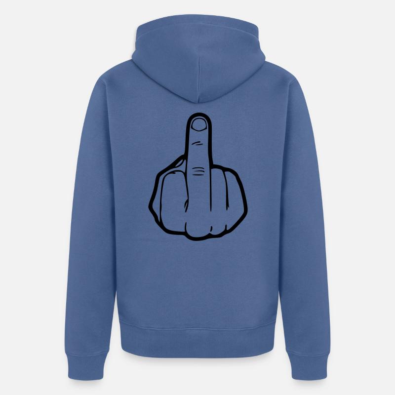 Mittelfinger - Unisex Premium Bio Zip Hoodie - Taubenblau