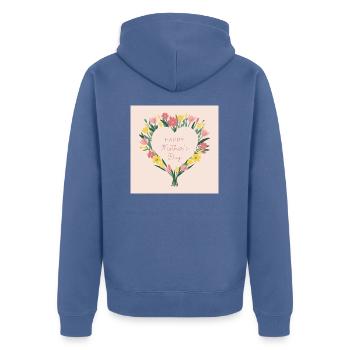 Muttertag Bunter Blumentrauß - Unisex Premium Bio Zip Hoodie - Taubenblau - Hinten - Nico (187cm)
