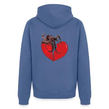 Octopus tient le cœur brisé ensemble cadeau - Veste à capuche bio Premium Unisexe - bleu pigeon - Dos - Nico (187cm)
