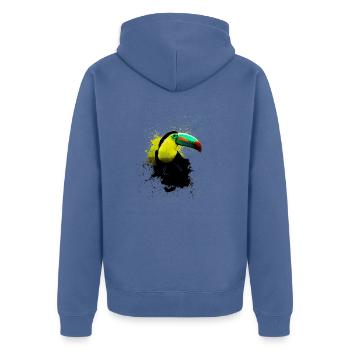 Toucan - Unisex Premium Bio Zip Hoodie - Taubenblau - Hinten - Nico (187cm)