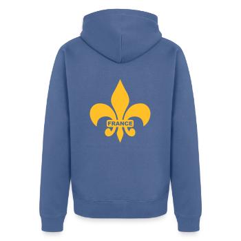 france royaliste 03 - Veste à capuche bio Premium Unisexe - bleu pigeon - Dos - Nico (187cm)