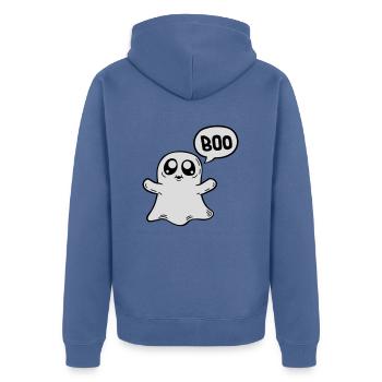 Petit fantôme doux - Veste à capuche bio Premium Unisexe - bleu pigeon - Dos - Nico (187cm)