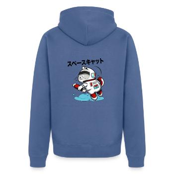 SPACE CAT JAPANESE - Unisex Premium Organic Zip Hoodie - stone blue - Back - Nico (187cm)