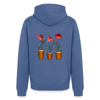 Blumen - Unisex Premium Bio Zip Hoodie - Taubenblau - Hinten - Nico (187cm)
