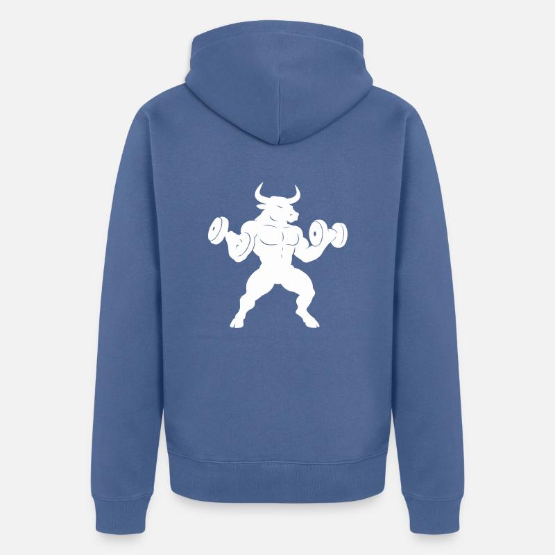 Muscles du Taureau - Veste à capuche bio Premium Unisexe - bleu pigeon