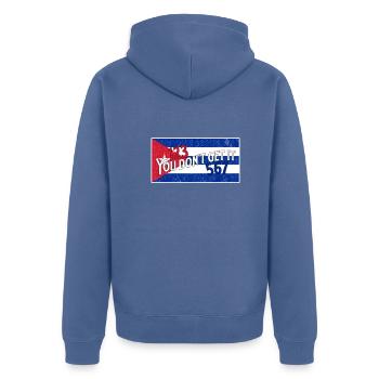 Salsa 123 567 Kuba Flagge - Unisex Premium Bio Zip Hoodie - Taubenblau - Hinten - Nico (187cm)