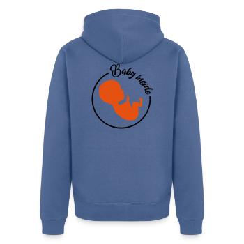 baby inside | pregnant pregnancy inside mom - Unisex Premium Organic Zip Hoodie - stone blue - Back - Nico (187cm)