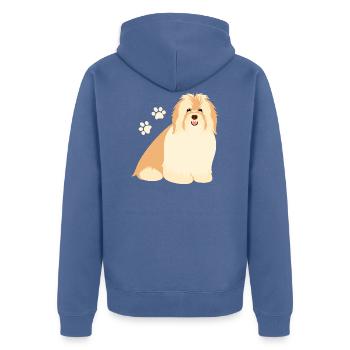 Glücklicher Havaneser Hund - Unisex Premium Bio Zip Hoodie - Taubenblau - Hinten - Nico (187cm)