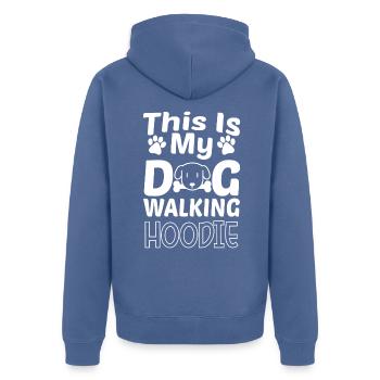 This is my Dog Walking Hoodie - Unisex Premium Organic Zip Hoodie - stone blue - Back - Nico (187cm)
