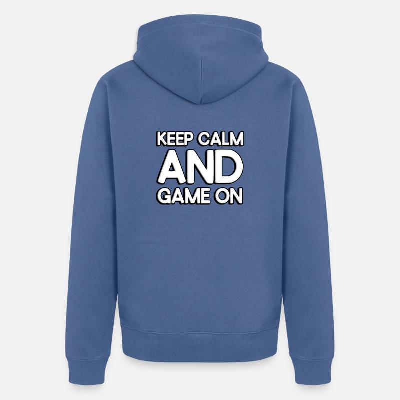 Restez calme et jouez - Veste à capuche bio Premium Unisexe - bleu pigeon