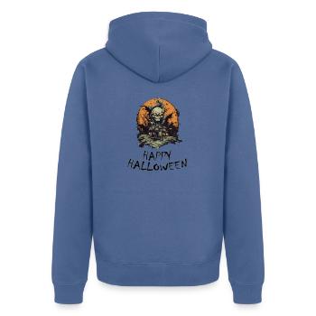 Halloween - Happy Halloween - Unisex Premium Bio Zip Hoodie - Taubenblau - Hinten - Nico (187cm)