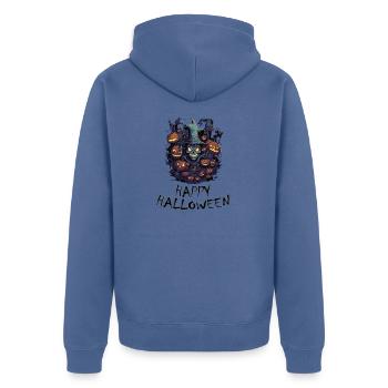 Halloween - Happy Halloween - Unisex Premium Bio Zip Hoodie - Taubenblau - Hinten - Nico (187cm)