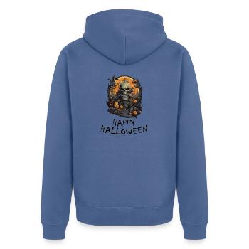 Halloween - Happy Halloween - Unisex Premium Bio Zip Hoodie - Taubenblau - Hinten - Nico (187cm)