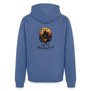 Halloween - Happy Halloween - Unisex Premium Bio Zip Hoodie - Taubenblau - Hinten - Nico (187cm)