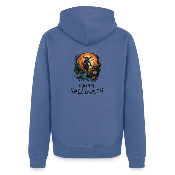 Halloween - Happy Halloween - Unisex Premium Bio Zip Hoodie - Taubenblau - Hinten - Nico (187cm)