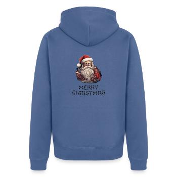 Weihnachtsmann - Marry Christmas - Unisex Premium Bio Zip Hoodie - Taubenblau - Hinten - Nico (187cm)