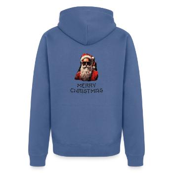 Weihnachtsmann - Marry Christmas - Unisex Premium Bio Zip Hoodie - Taubenblau - Hinten - Nico (187cm)