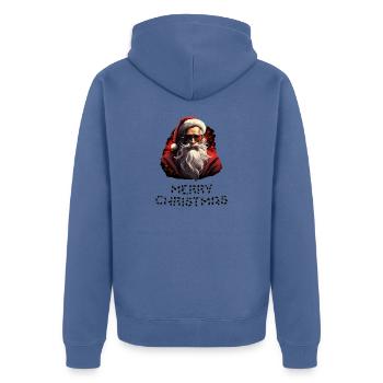 Weihnachtsmann - Marry Christmas - Unisex Premium Bio Zip Hoodie - Taubenblau - Hinten - Nico (187cm)