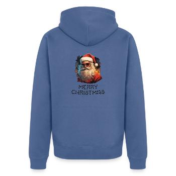 Santa Claus - Marry Christmas - Unisex Premium Organic Zip Hoodie - stone blue - Back - Nico (187cm)
