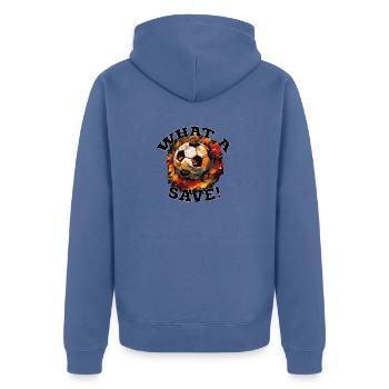 Balle de football - Quelle sauvegarde! - Veste à capuche bio Premium Unisexe - bleu pigeon - Dos - Nico (187cm)