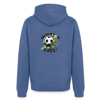 Balle de football - Quelle sauvegarde! - Veste à capuche bio Premium Unisexe - bleu pigeon - Dos - Nico (187cm)
