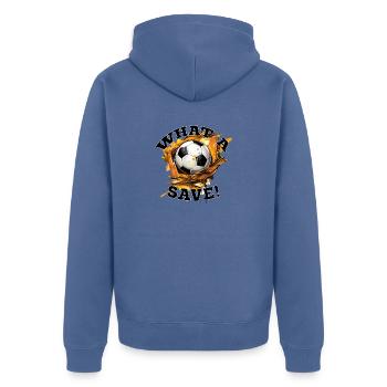Balle de football - Quelle sauvegarde! - Veste à capuche bio Premium Unisexe - bleu pigeon - Dos - Nico (187cm)