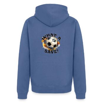 Ballon de football - Quelle économie ! - Veste à capuche bio Premium Unisexe - bleu pigeon - Dos - Nico (187cm)
