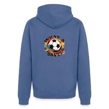 Ballon de football - Quelle économie ! - Veste à capuche bio Premium Unisexe - bleu pigeon - Dos - Nico (187cm)