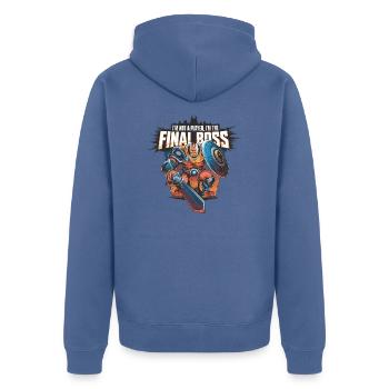 I’m the FinalBoss – Personnage puissant - Veste à capuche bio Premium Unisexe - bleu pigeon - Dos - Nico (187cm)