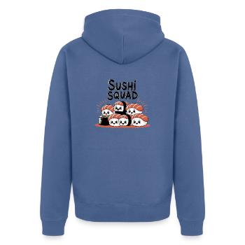 Sushi Squad – Kawaii Nigiri Team - Unisex Premium Organic Zip Hoodie - stone blue - Back - Nico (187cm)