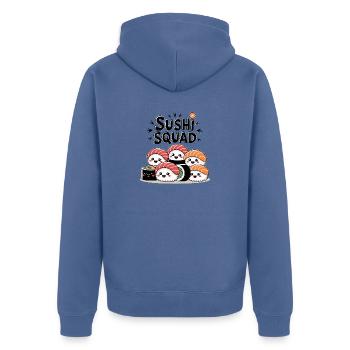 Sushi Squad – L’équipe Kawaii Nigiri - Veste à capuche bio Premium Unisexe - bleu pigeon - Dos - Nico (187cm)