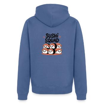 Sushi Squad – Kawaii Nigiri Team - Unisex Premium Organic Zip Hoodie - stone blue - Back - Nico (187cm)