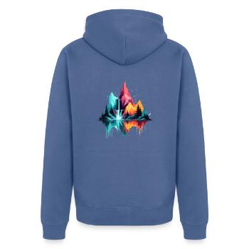 Ruhige Landschaft Ruhig Beschauliche Natur Berge - Unisex Premium Bio Zip Hoodie - Taubenblau - Hinten - Nico (187cm)