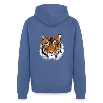 Big tiger - Unisex Premium Bio Zip Hoodie - Taubenblau - Hinten - Nico (187cm)