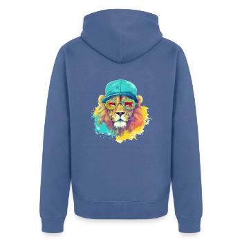 Izi le lion cool - Veste à capuche bio Premium Unisexe - bleu pigeon - Dos - Nico (187cm)