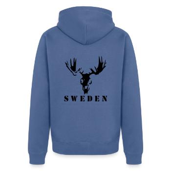 Elchschädel Schweden - Unisex Premium Bio Zip Hoodie - Taubenblau - Hinten - Nico (187cm)