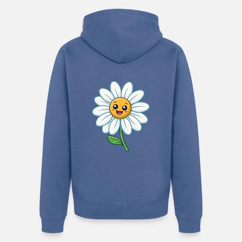 Drôle de marguerite avec des fleurs de visage - Veste à capuche bio Premium Unisexe - bleu pigeon