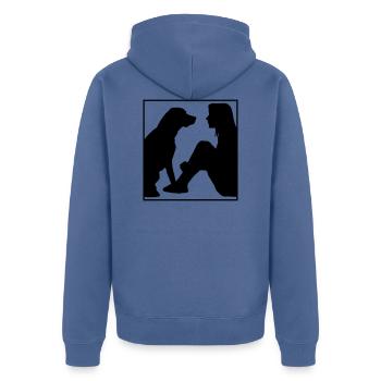 Best friend dog, gift for dog lovers - Unisex Premium Organic Zip Hoodie - stone blue - Back - Nico (187cm)