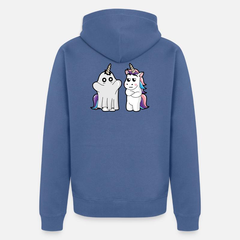 Licorne Halloween - Veste à capuche bio Premium Unisexe - bleu pigeon